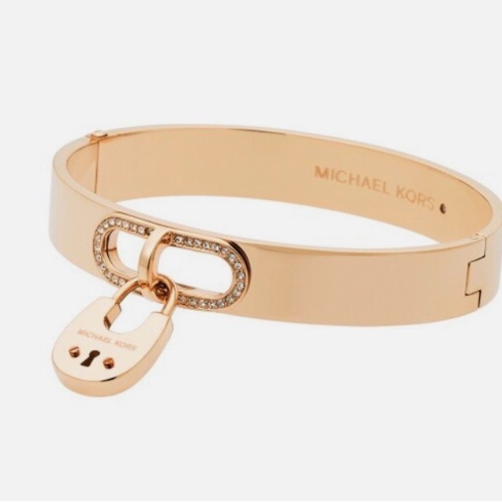 Michael Kors Padlock Gold Pave’ Hinged Bracelet